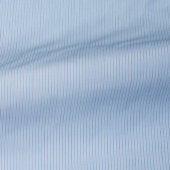 Silvano Azzurro Popelin Righe - 3