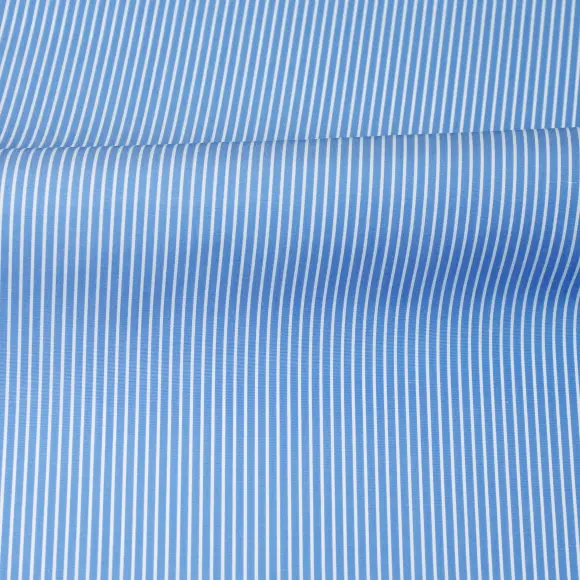 Silvano Medium Blue Popelin Stripes 1 - 3
