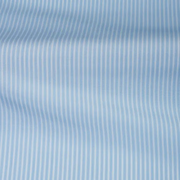 Organic Supraluxe Mittelblau Popelin Streifen 2 - 3