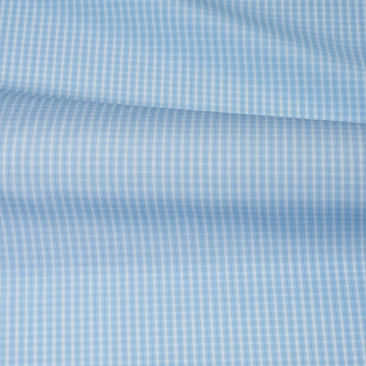 Organic Supraluxe Bleu moyen Popeline Carreaux 2