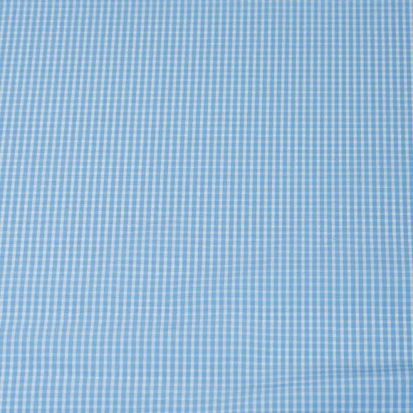 Organic Supraluxe Medium Blue Popelin Check 3 - 4