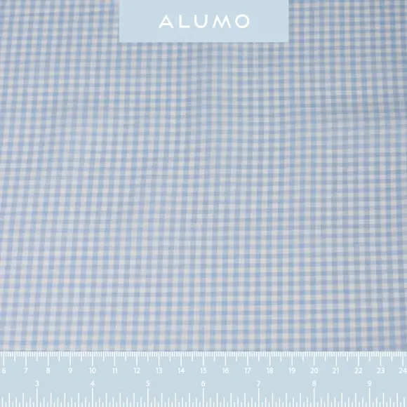 Avellino Bleu clair Popeline Carreaux   - 2