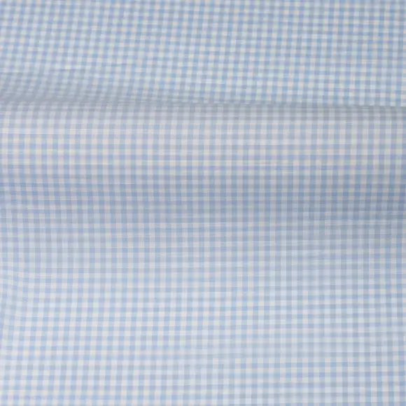 Avellino Bleu clair Popeline Carreaux   - 3