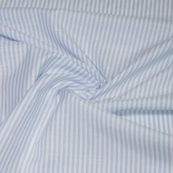 Avellino Light Blue Popelin Stripes