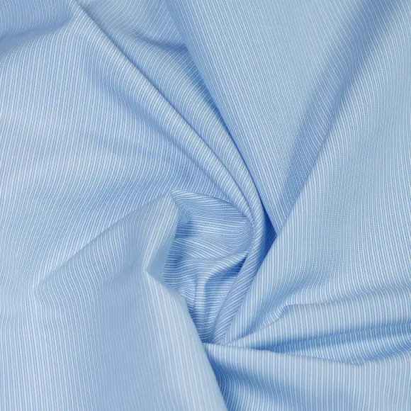 Organic Supraluxe Medium Blue Popelin Stripes 1