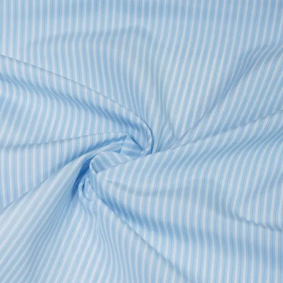 Organic Supraluxe Mittelblau Popelin Streifen 2