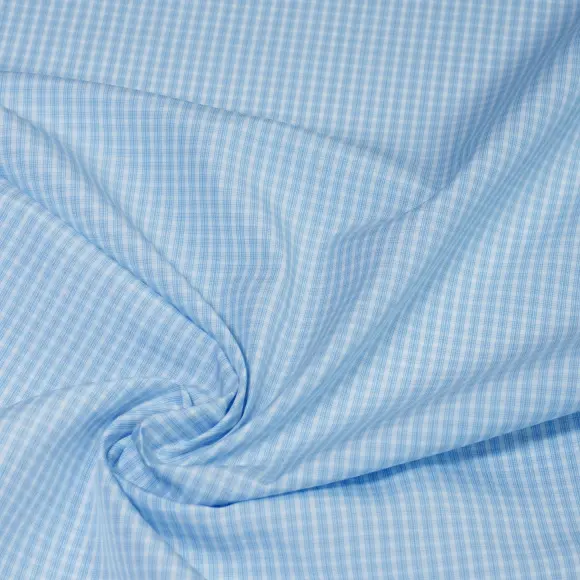 Organic Supraluxe Bleu moyen Popeline Carreaux 2