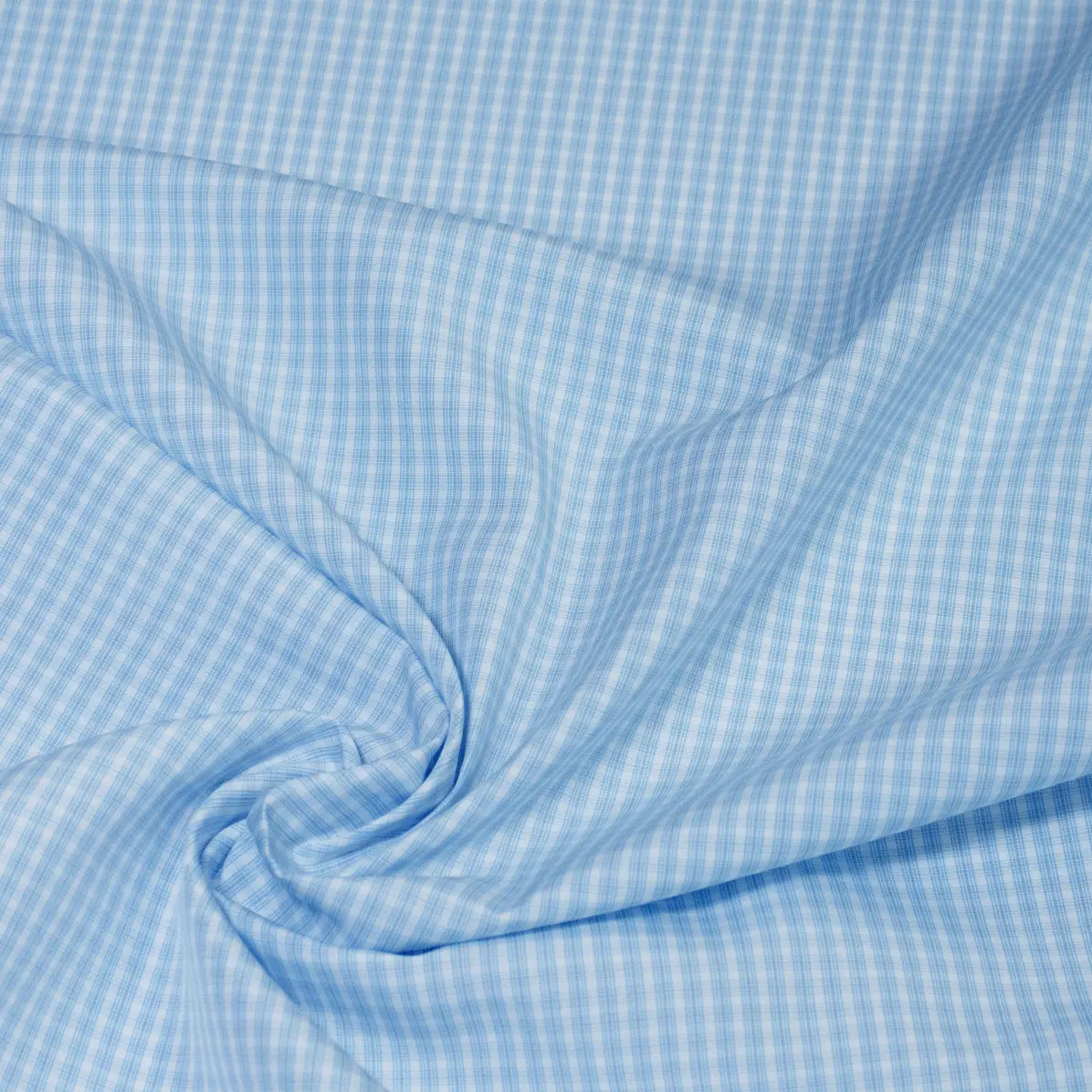 Organic Supraluxe Bleu moyen Popeline Carreaux 2