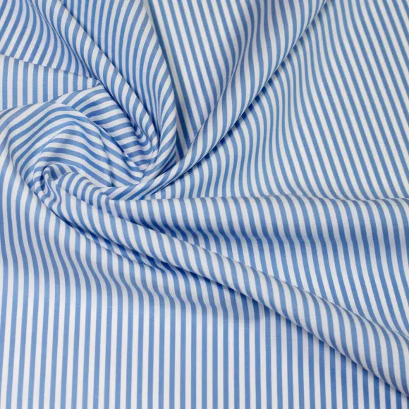 Soyella Duecento Medium Blue Popelin Stripes 1
