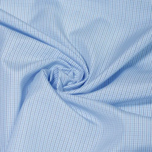 Soyella Duecento Bleu clair Popeline Carreaux 2