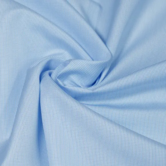 Sea Island Medium Blue Popelin Check 1