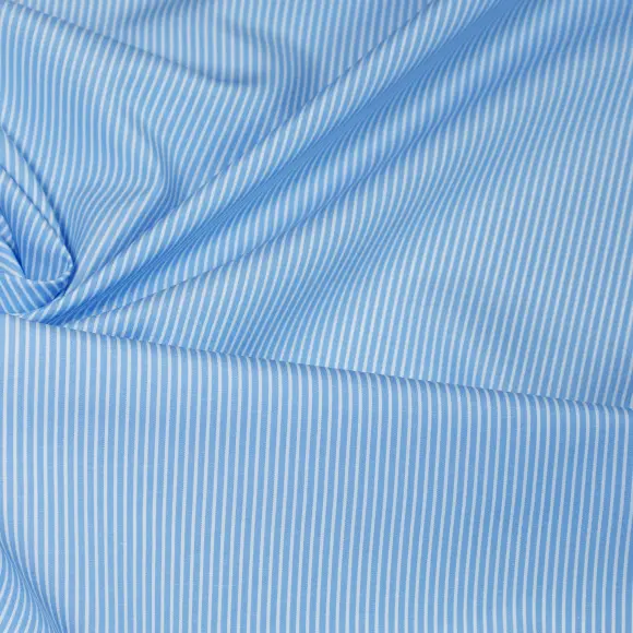 Sea Island Medium Blue Popelin Stripes 6