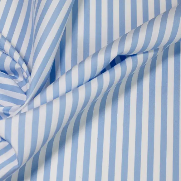 Supraluxe Bleu clair Popeline Rayures 8