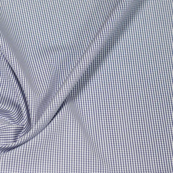 Supraluxe Bleu foncé Popeline Carreaux 1