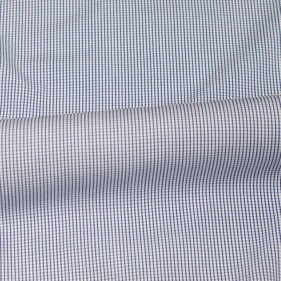 Supraluxe Bleu foncé Popeline Carreaux 1 - 3