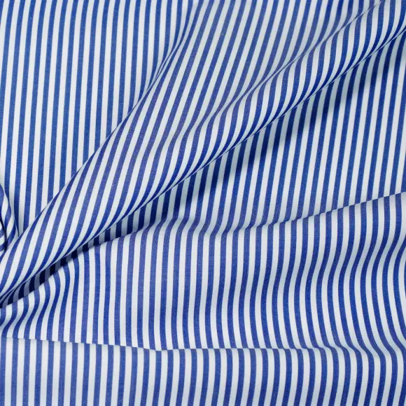 Supraluxe Bleu foncé Popeline Rayures 3