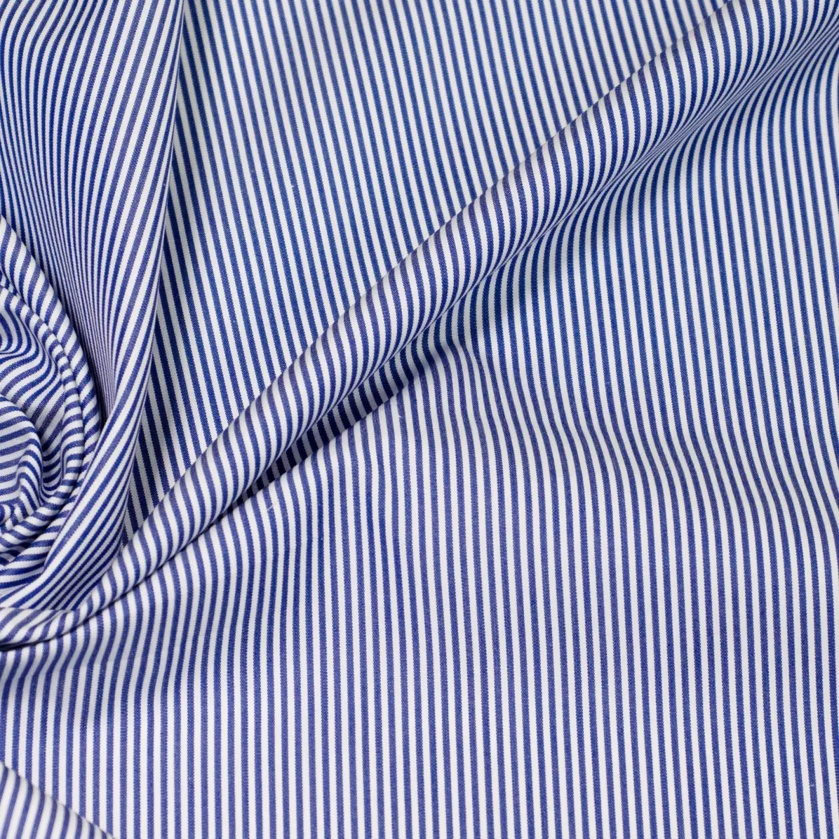 Supraluxe Bleu foncé Popeline Rayures 1