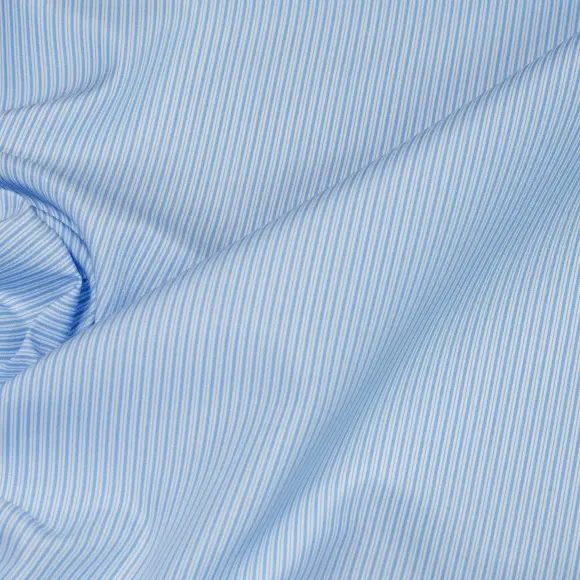 Supraluxe Bleu clair Popeline Rayures 7