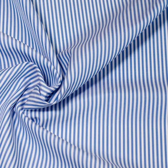 Supraluxe Mittelblau Popelin Streifen 3