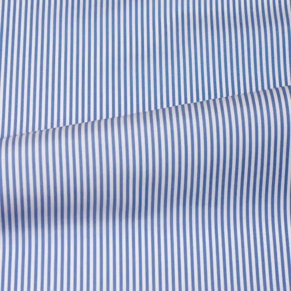 Supraluxe Mittelblau Popelin Streifen 3 - 3