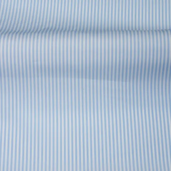 Supraluxe Bleu clair Popeline Rayures 5 - 3